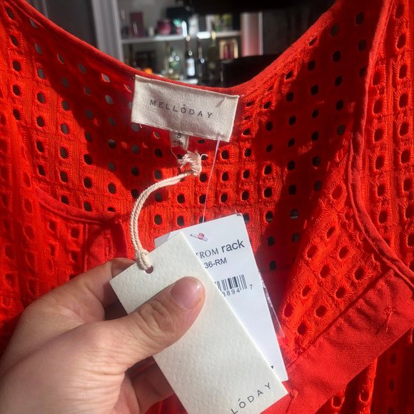 Long flowy Orange/Red Dress - Picture 2 of 4